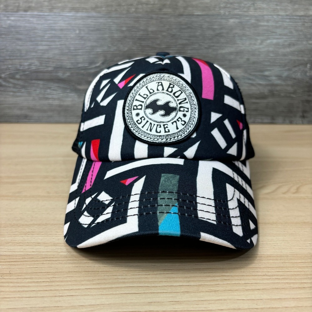 Billabong Hat Cap Snapback Black Trucker Geometric Surf Surfing Outdoors